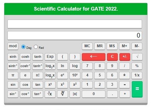 GATE Virtual Calculator 2022